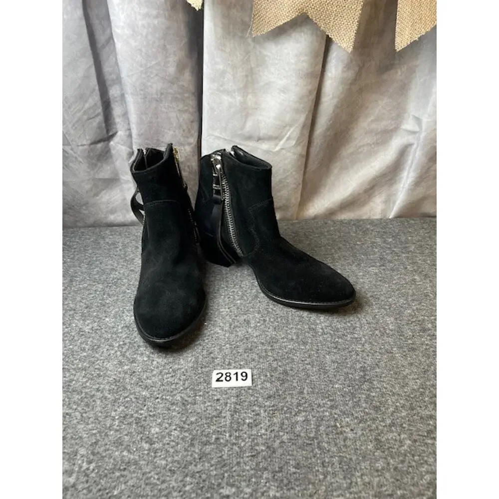 Zadig & Voltaire Molly Suede Leather Ankle Boots Black Booties $498, Sz 39